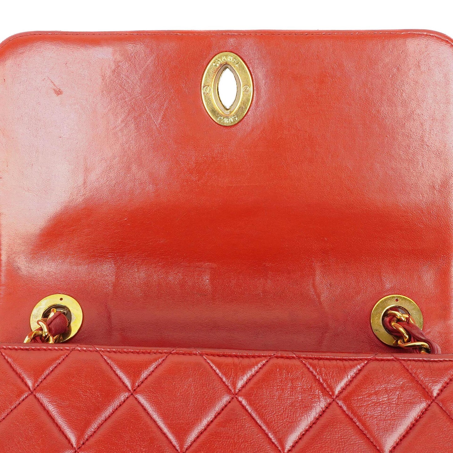 Chanel Maxi Logo Klappentasche in Rot Gestepptes Lammleder und 24k Vergoldeten Beschlägen