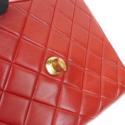 Chanel Maxi Logo Klappentasche in Rot Gestepptes Lammleder und 24k Vergoldeten Beschlägen