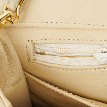 Chanel Maxi Logo Full Flap Tasche aus beigem gestepptem Leder mit 24K vergoldeten Beschlägen