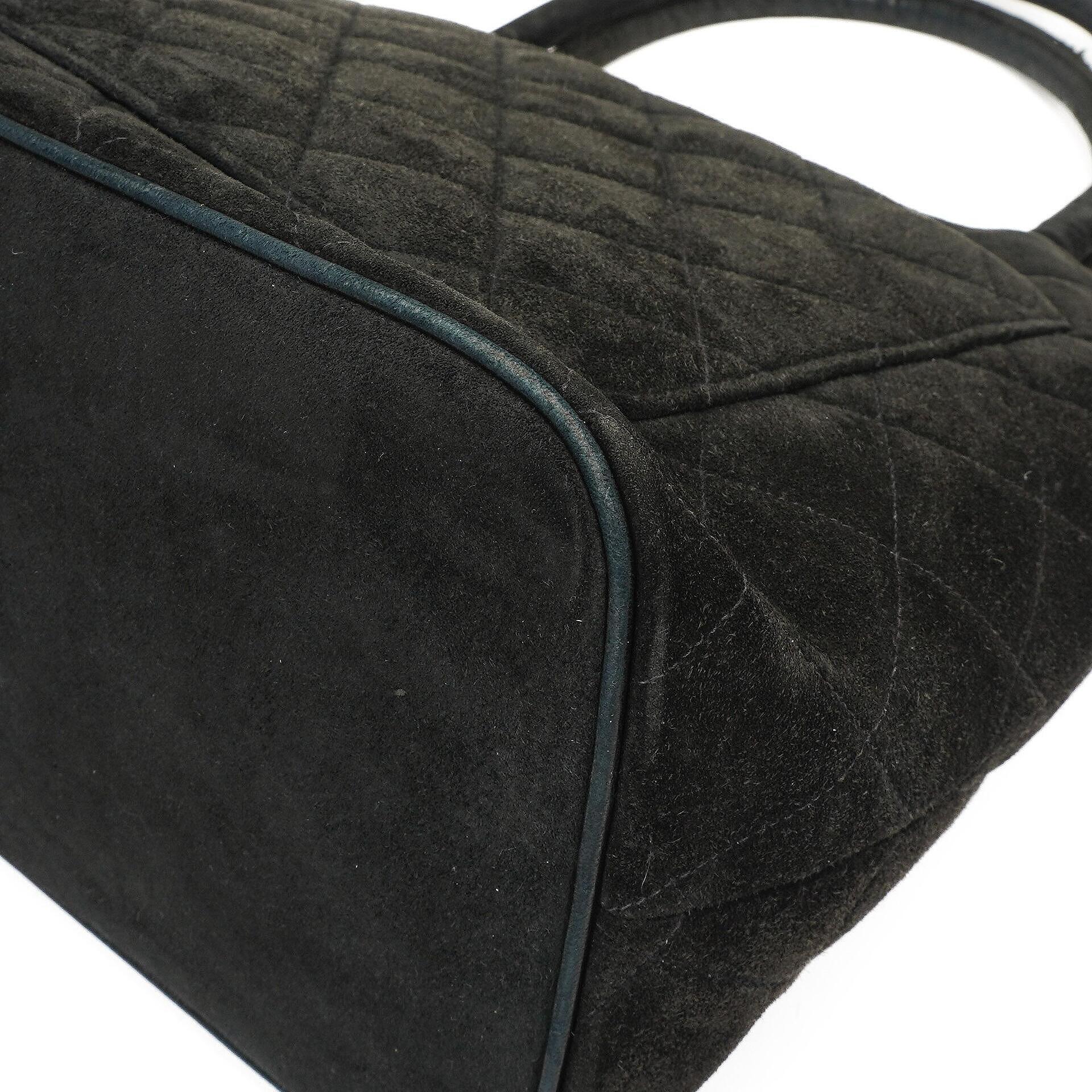 Chanel Medaillon Vintage Tote Tasche In Schwarz Gepolstertem Wildleder