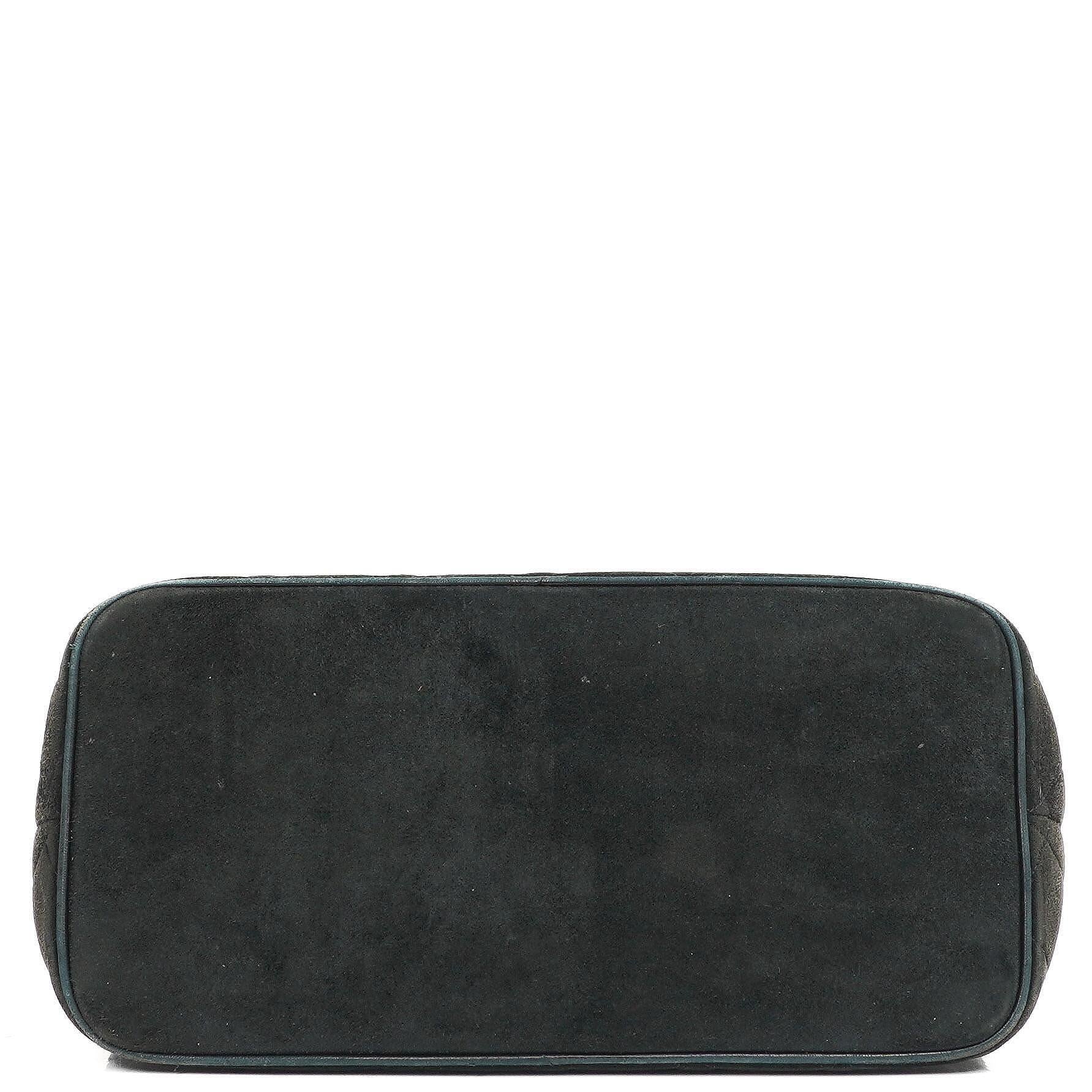 Chanel Medaillon Vintage Tote Tasche In Schwarz Gepolstertem Wildleder