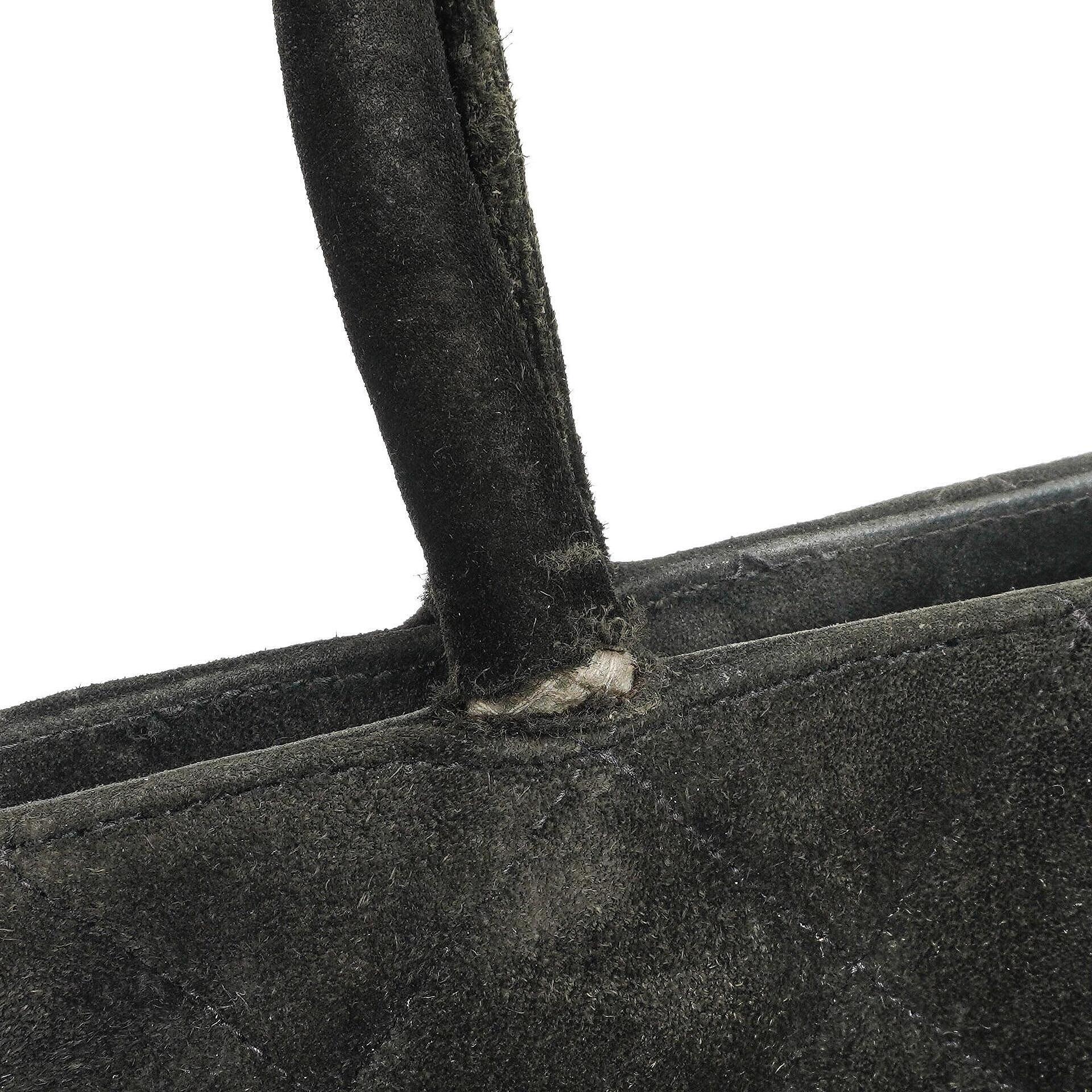Chanel Medaillon Vintage Tote Tasche In Schwarz Gepolstertem Wildleder