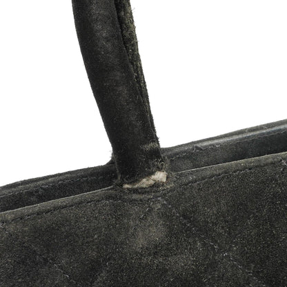 Chanel Medaillon Vintage Tote Tasche In Schwarz Gepolstertem Wildleder