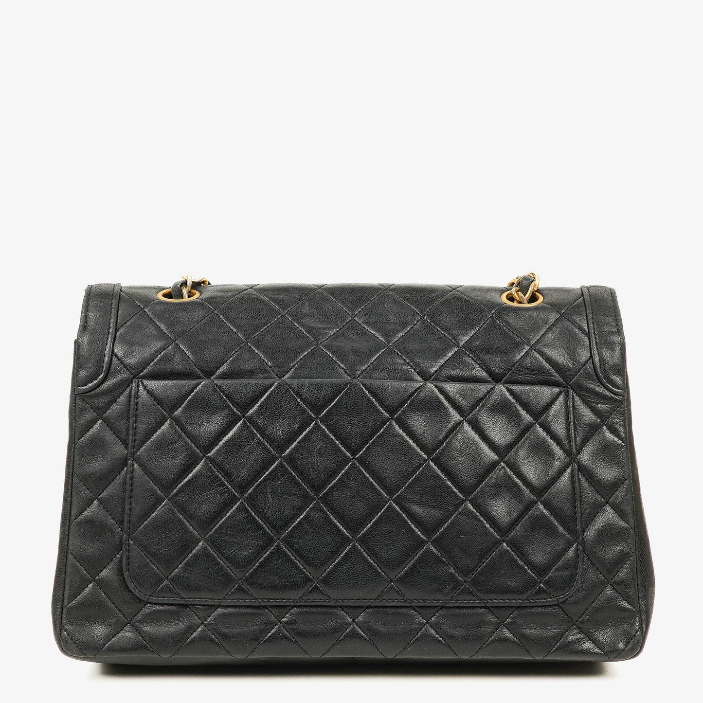 Chanel Medium Single Flap Tasche aus schwarzem gestepptem Lammleder mit 24K vergoldeten Beschlägen