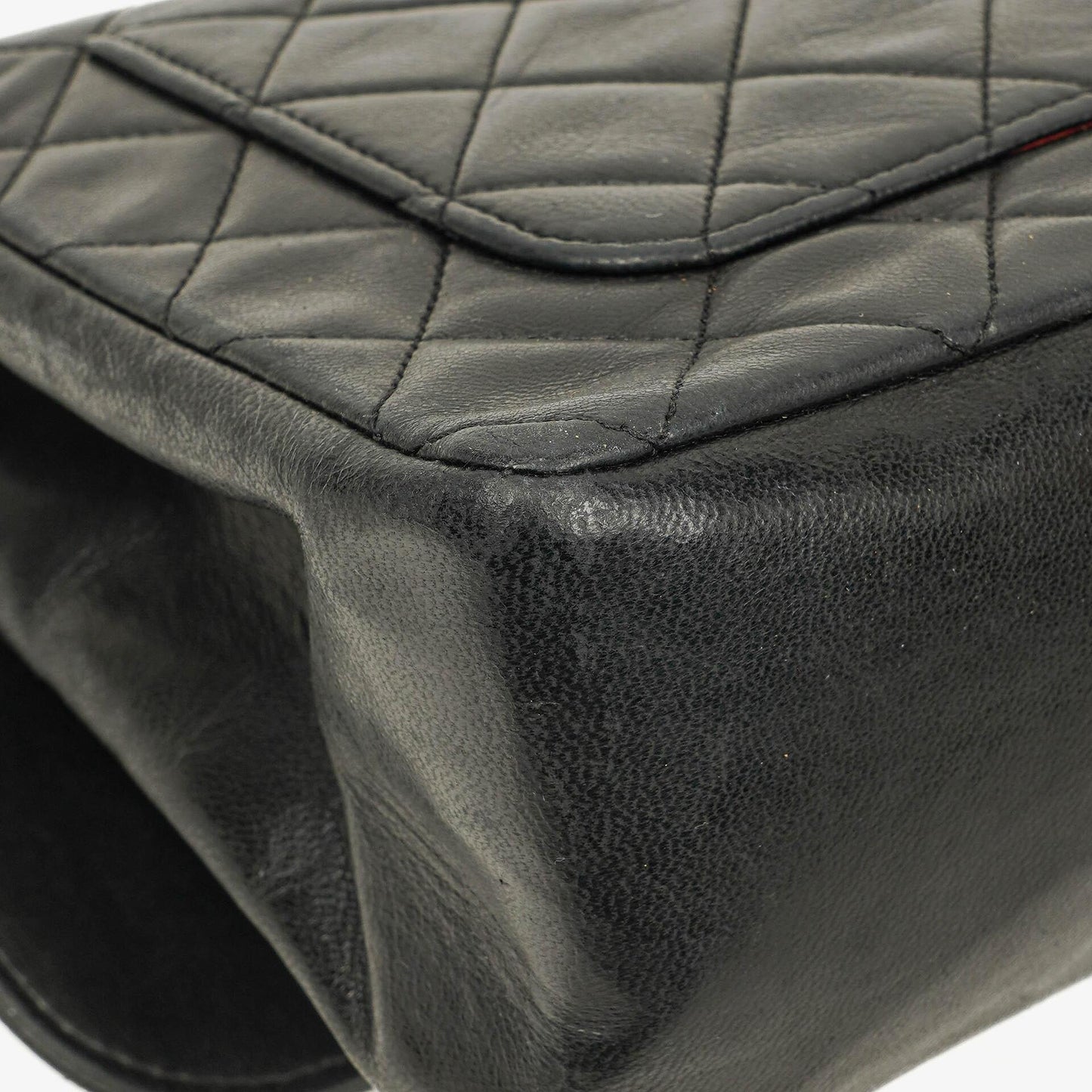 Chanel Medium Single Flap Tasche aus schwarzem gestepptem Lammleder mit 24K vergoldeten Beschlägen