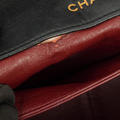 Chanel Medium Single Flap Tasche aus schwarzem gestepptem Lammleder mit 24K vergoldeten Beschlägen