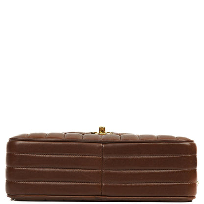 Chanel Medium Kamera Quaste Braune Vertikale Gequiltete Lammleder CC Klapptasche 24K Goldbeschläge, 1994-1996