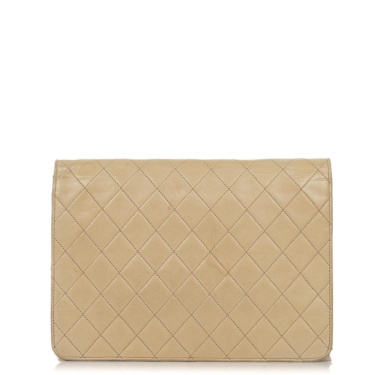 Chanel Medium Classic beige-ivory gestepptes Lammleder Single Flap Bag mit 24K goldplattierten Beschlägen