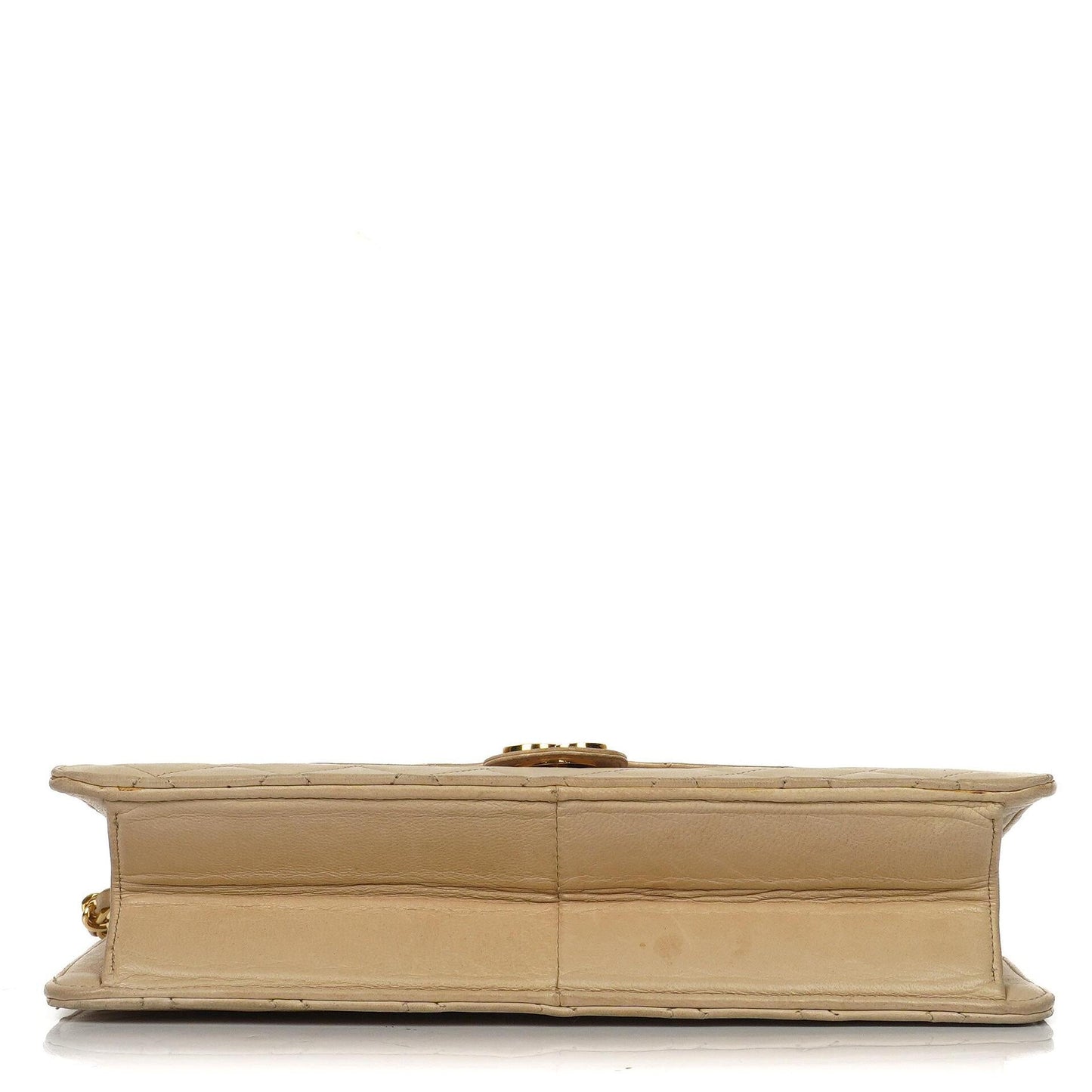 Chanel Medium Classic beige-ivory gestepptes Lammleder Single Flap Bag mit 24K goldplattierten Beschlägen