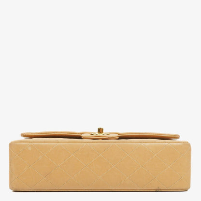 Chanel Medium Classic Beige gestepptes Leder Double Flap Tasche mit 24K goldfarbener Hardware