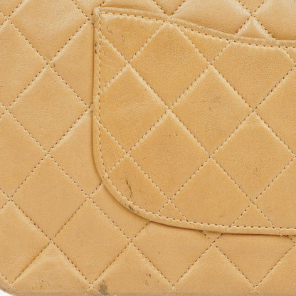 Chanel Medium Classic Beige gestepptes Leder Double Flap Tasche mit 24K goldfarbener Hardware