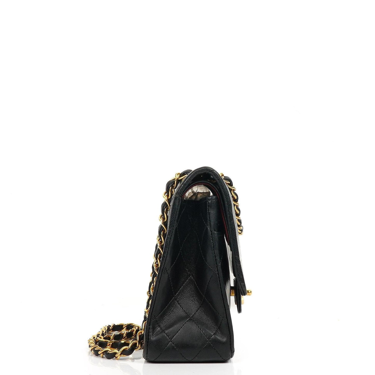 Chanel Classic Medium schwarze gesteppte Doppelklappentasche aus Lammleder mit 24K-vergoldeter Hardware