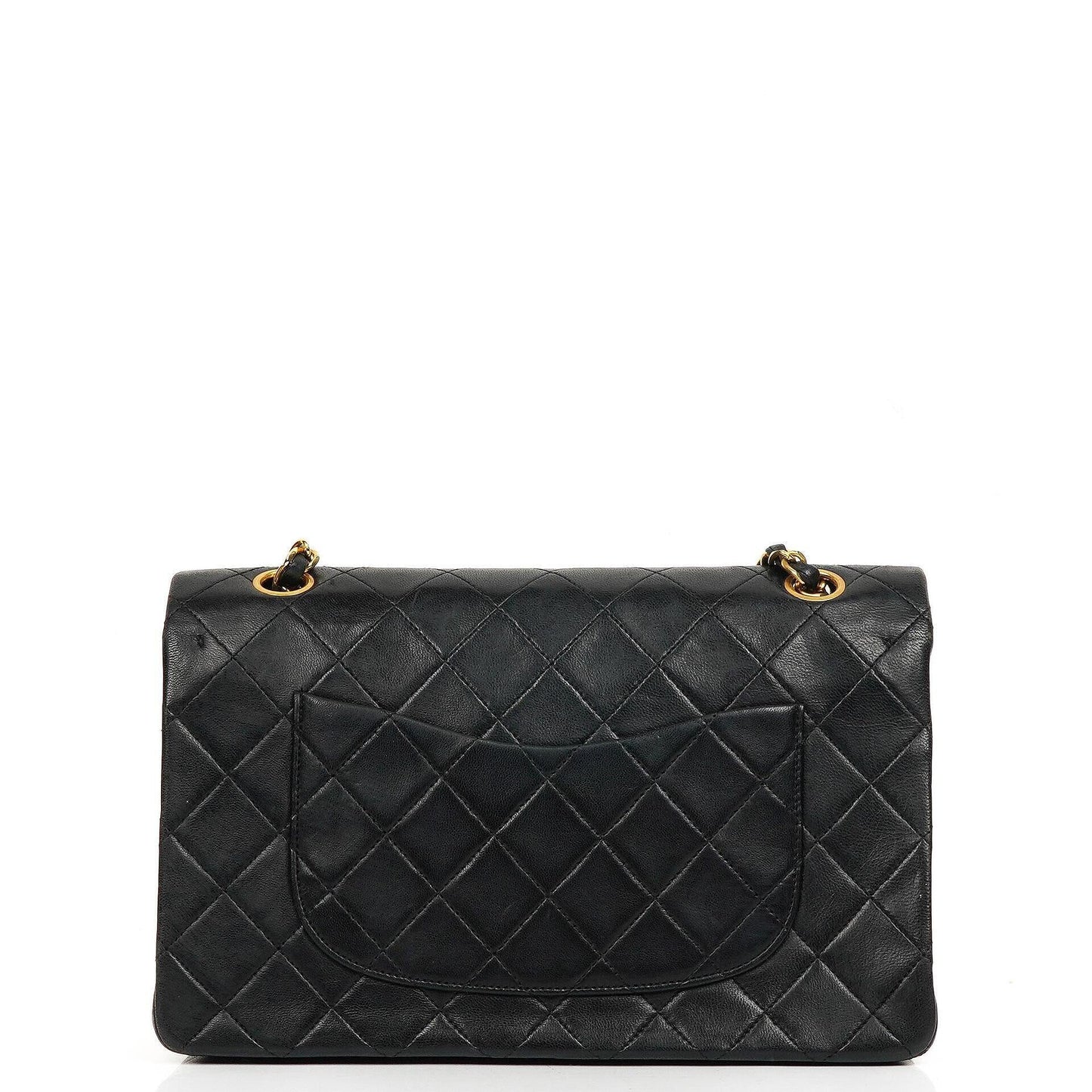 Chanel Classic Medium schwarze gesteppte Doppelklappentasche aus Lammleder mit 24K-vergoldeter Hardware