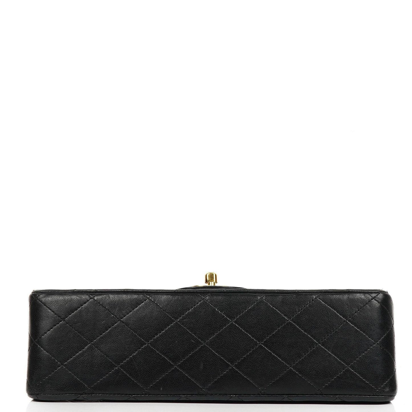 Chanel Classic Medium schwarze gesteppte Doppelklappentasche aus Lammleder mit 24K-vergoldeter Hardware