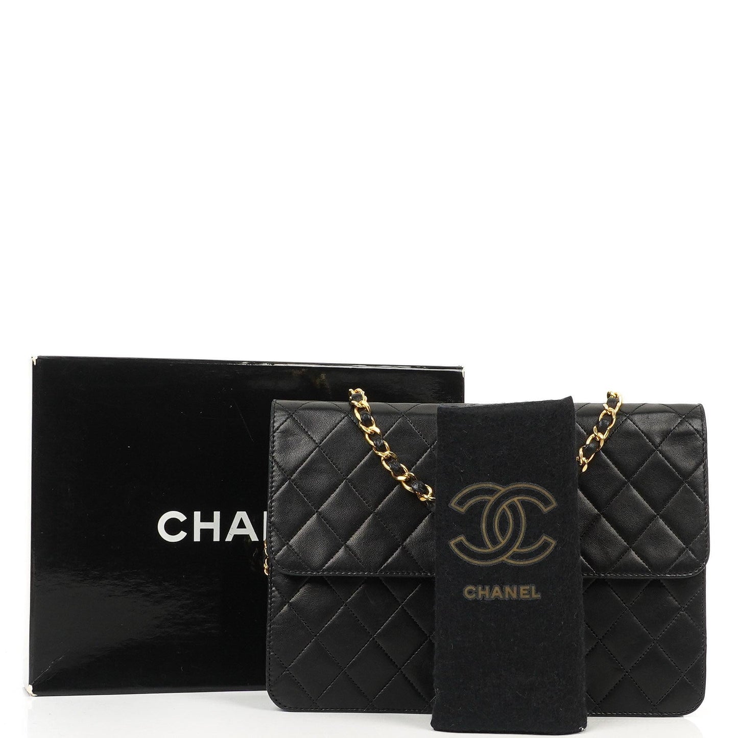 Chanel Medium Classic Single Flap Bag, Schwarzes gestepptes Lammleder, 24K Goldplattierte Hardware