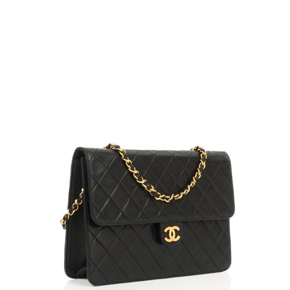 Chanel Medium Classic Single Flap Bag, Schwarzes gestepptes Lammleder, 24K Goldplattierte Hardware