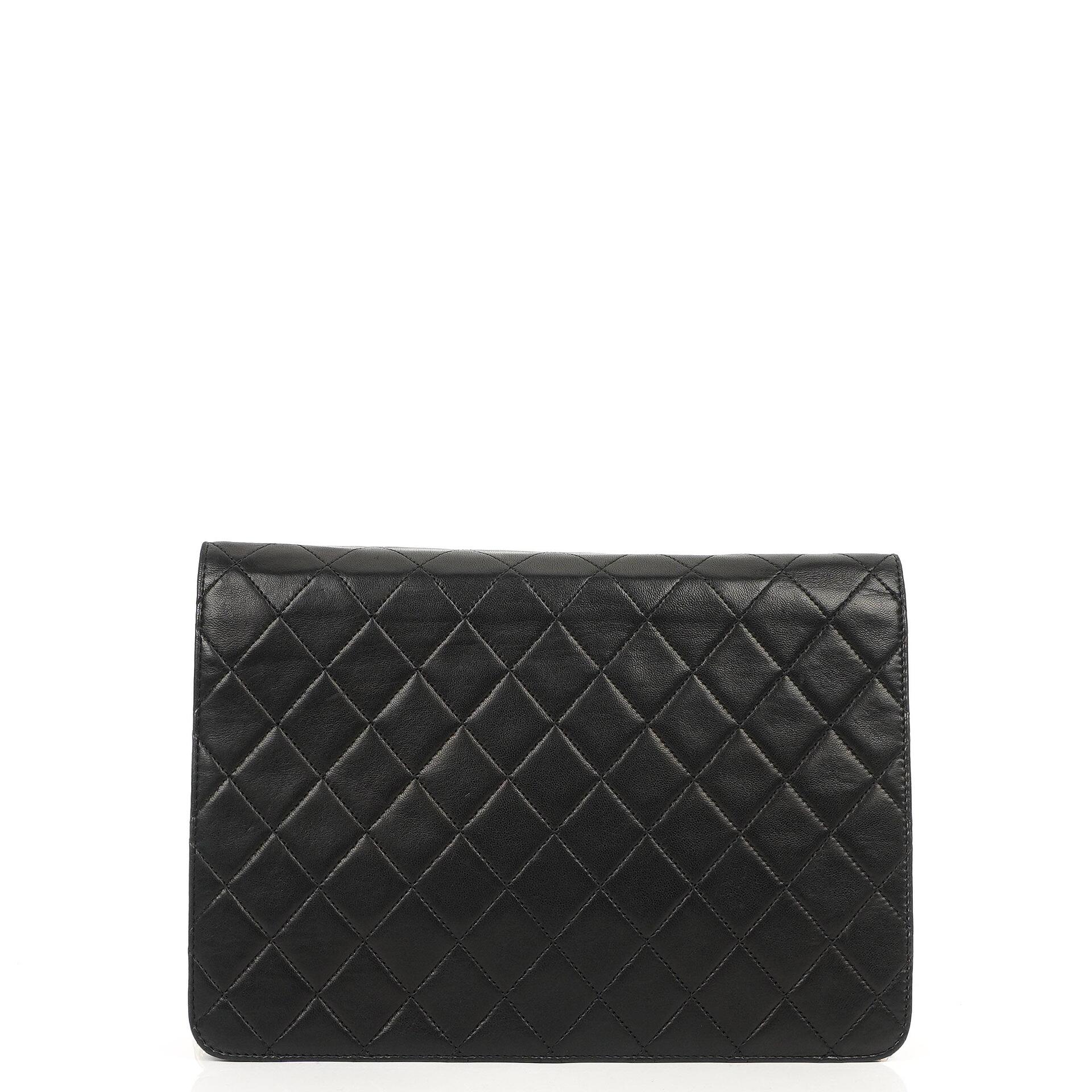 Chanel Medium Classic Single Flap Bag, Schwarzes gestepptes Lammleder, 24K Goldplattierte Hardware