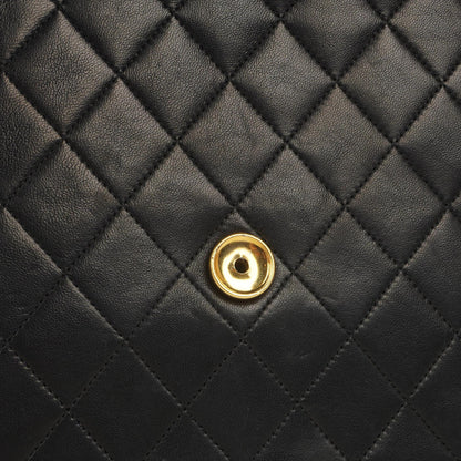 Chanel Medium Classic Single Flap Bag, Schwarzes gestepptes Lammleder, 24K Goldplattierte Hardware