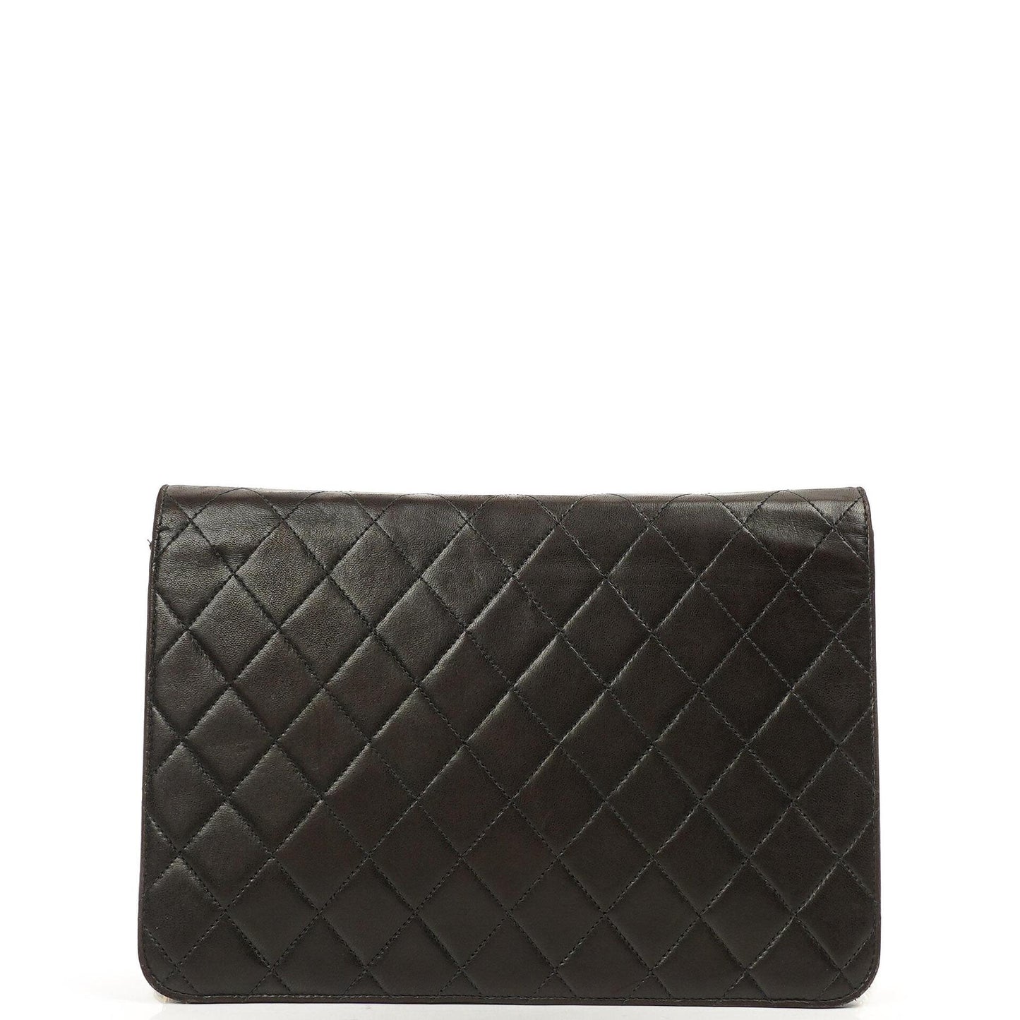 Chanel Mittlere Classic Schwarze gesteppte Lammleder Single Flap Tasche mit 24K vergoldeten Beschlägen