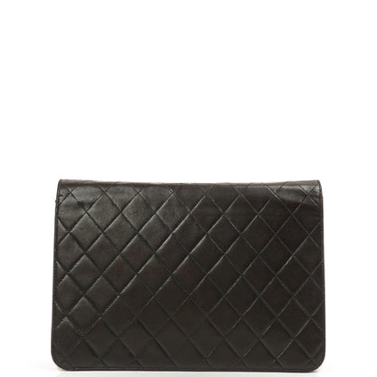 Chanel Mittlere Classic Schwarze gesteppte Lammleder Single Flap Tasche mit 24K vergoldeten Beschlägen