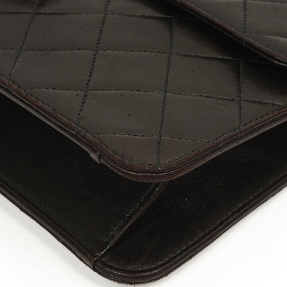 Chanel Mittlere Classic Schwarze gesteppte Lammleder Single Flap Tasche mit 24K vergoldeten Beschlägen