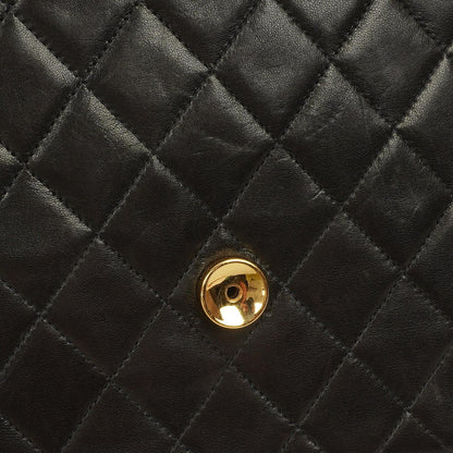Chanel Mittlere Classic Schwarze gesteppte Lammleder Single Flap Tasche mit 24K vergoldeten Beschlägen