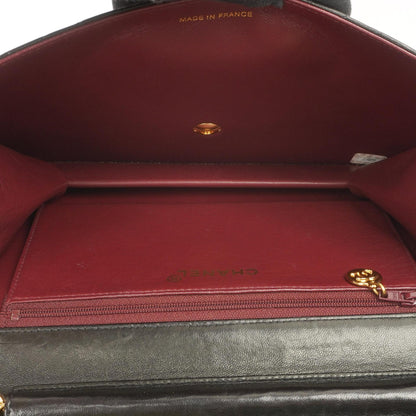 Chanel Mittlere Classic Schwarze gesteppte Lammleder Single Flap Tasche mit 24K vergoldeten Beschlägen