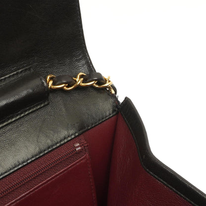 Chanel Mittlere Classic Schwarze gesteppte Lammleder Single Flap Tasche mit 24K vergoldeten Beschlägen