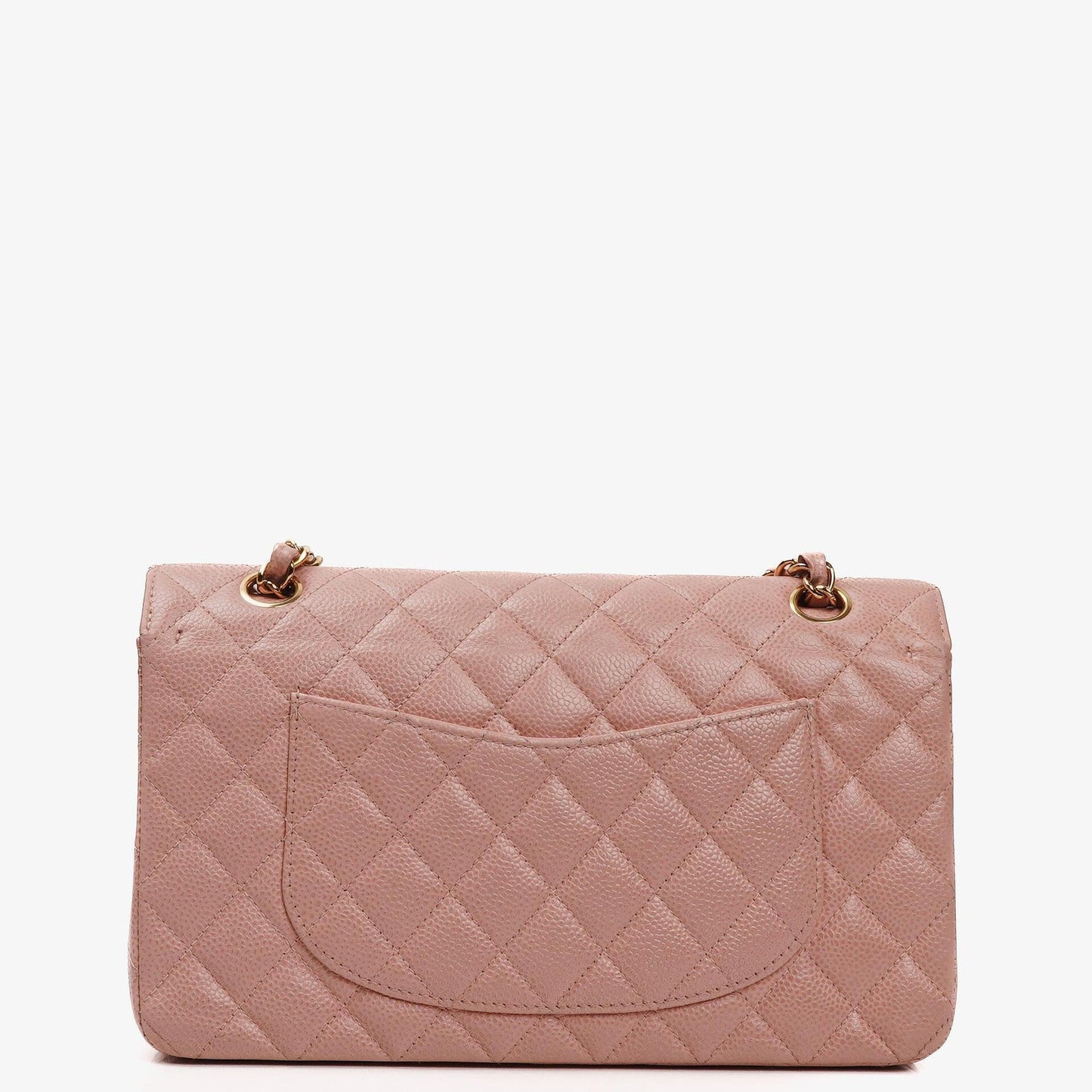 Chanel Medium Classic Double Flap Tasche Rosa gestepptes Kaviarleder mit 24K vergoldeter Hardware
