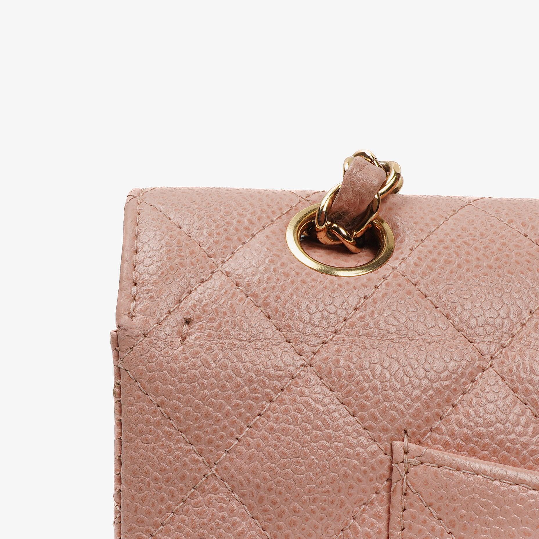 Chanel Medium Classic Double Flap Tasche Rosa gestepptes Kaviarleder mit 24K vergoldeter Hardware