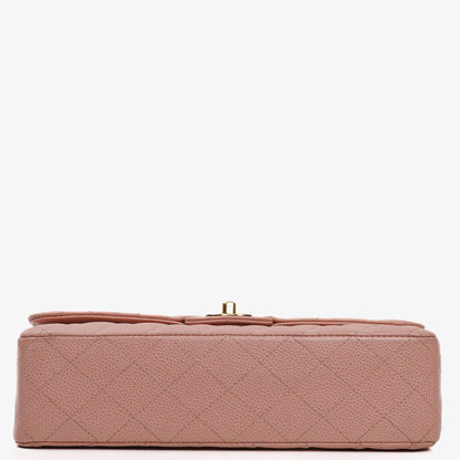 Chanel Medium Classic Double Flap Tasche Rosa gestepptes Kaviarleder mit 24K vergoldeter Hardware