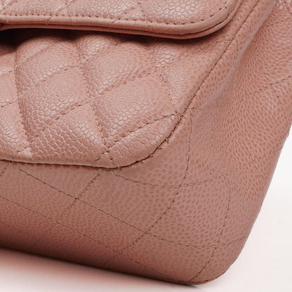 Chanel Medium Classic Double Flap Tasche Rosa gestepptes Kaviarleder mit 24K vergoldeter Hardware