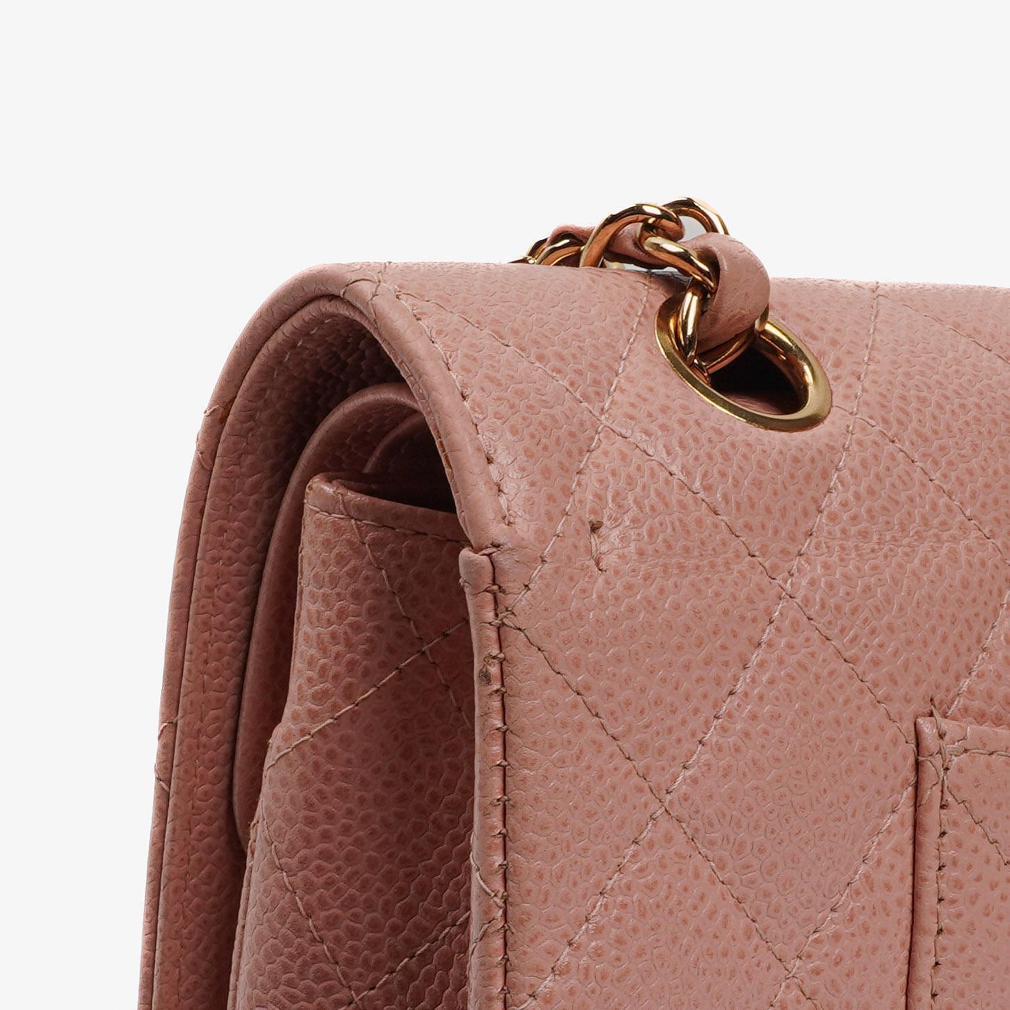 Chanel Medium Classic Double Flap Tasche Rosa gestepptes Kaviarleder mit 24K vergoldeter Hardware