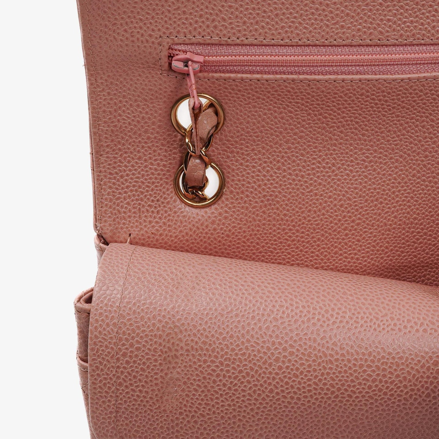 Chanel Medium Classic Double Flap Tasche Rosa gestepptes Kaviarleder mit 24K vergoldeter Hardware