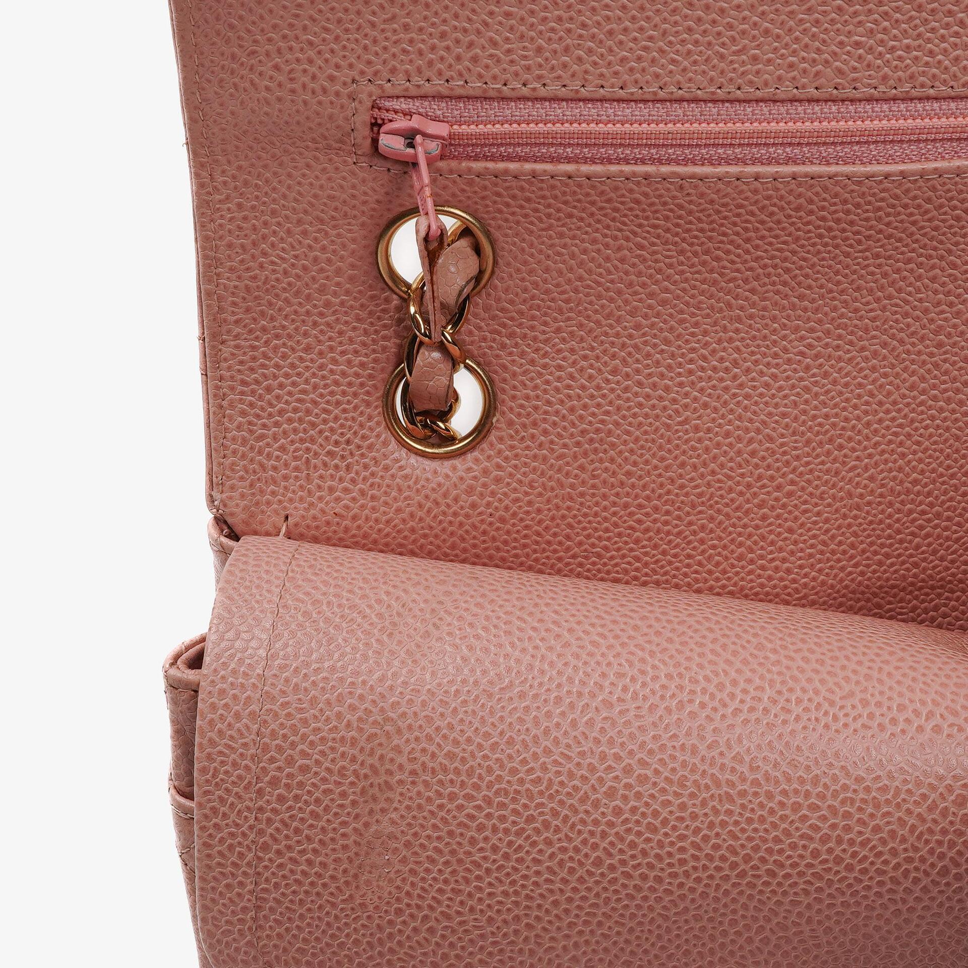 Chanel Medium Classic Double Flap Tasche Rosa gestepptes Kaviarleder mit 24K vergoldeter Hardware