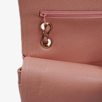 Chanel Medium Classic Double Flap Tasche Rosa gestepptes Kaviarleder mit 24K vergoldeter Hardware
