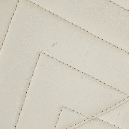Chanel Mittelgroße Klassische Doppelklappe Tasche Weiß Chevron Gesteppt Lammleder 24K Vergoldete Hardware