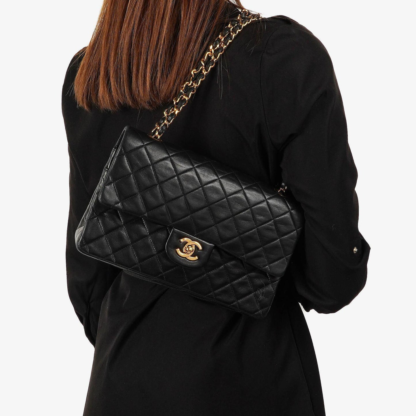 Chanel Medium Classic Double Flap Tasche aus Lammleder mit 24K vergoldeter Hardware