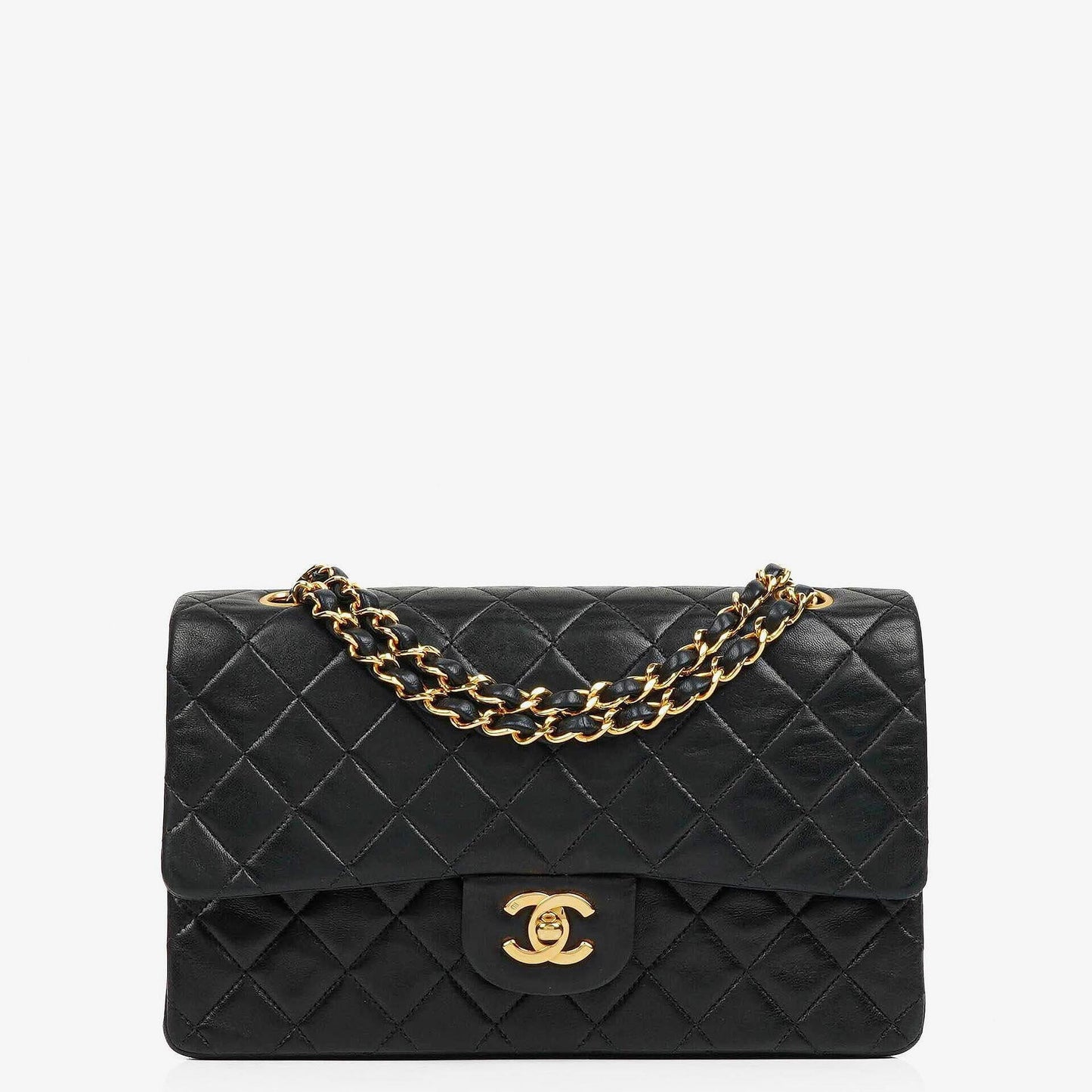 Chanel Medium Classic Double Flap Tasche aus Lammleder mit 24K vergoldeter Hardware