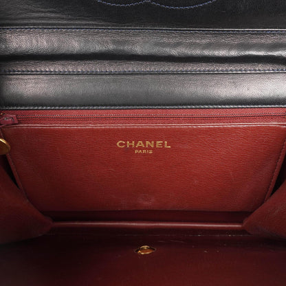 Chanel Medium Classic Single Flap Bag aus marineblauem gestepptem Lammleder mit 24K goldplattierten Beschlägen