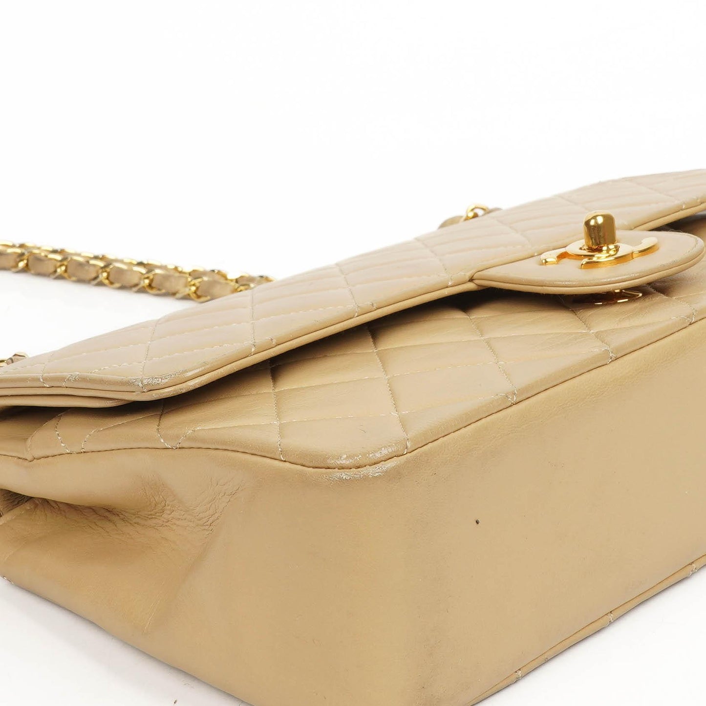Chanel Mittlere klassische gesteppte Lammleder Doppelklappen-Tasche mit 24K goldplattierter Hardware