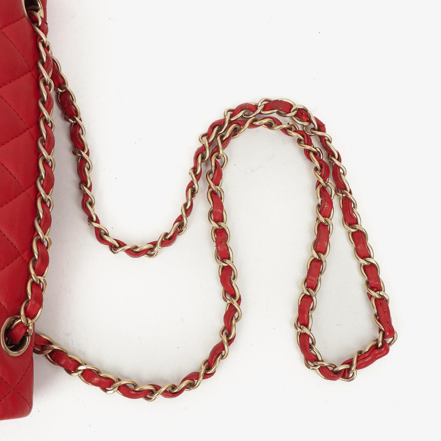 Chanel Medium Classic Rot Stepp-Leder Double Flap Tasche mit Goldfarbener Hardware