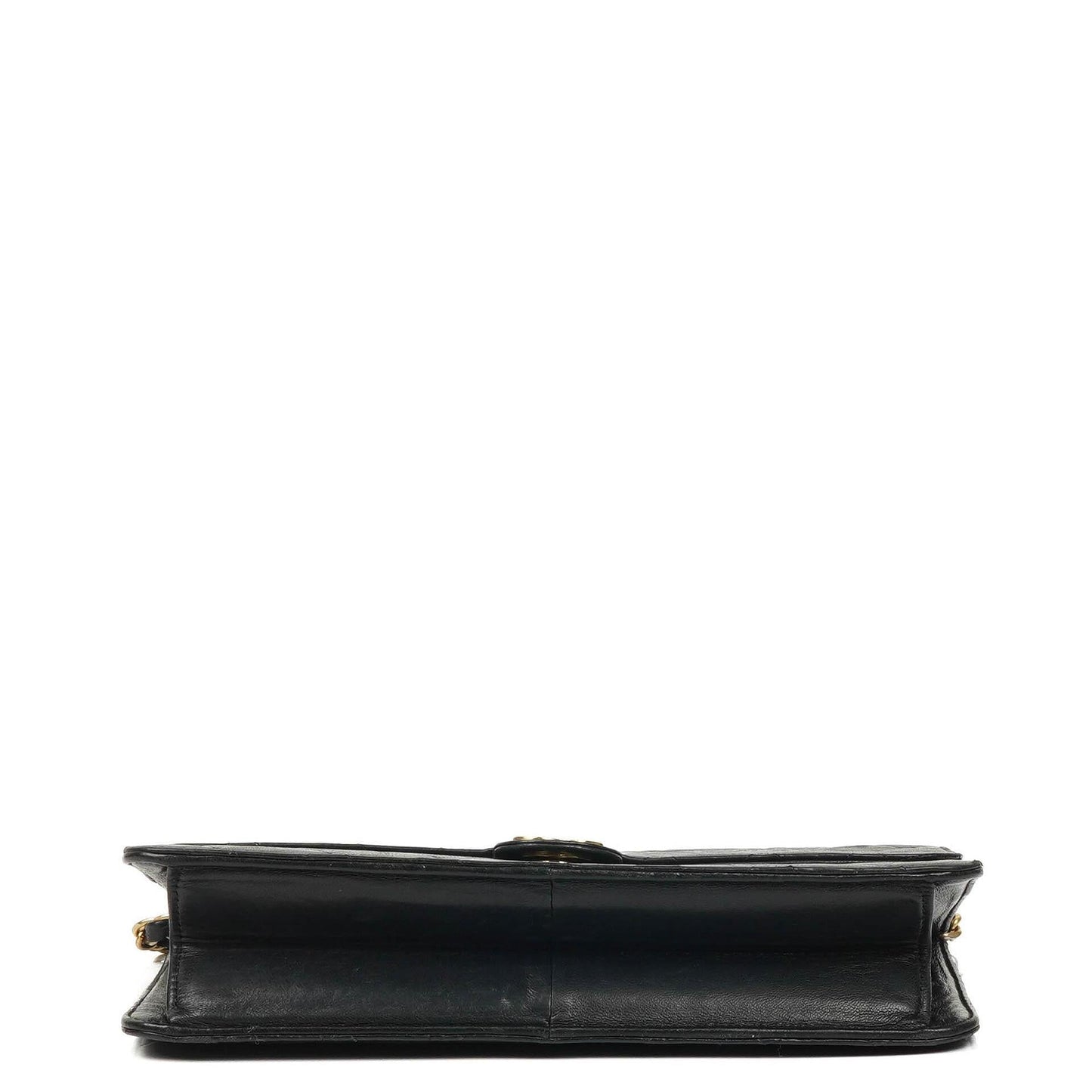 Chanel Mittlere klassische Einzelklappen-Tasche Schwarz gestepptes Lammleder mit 24K goldplattierter Hardware