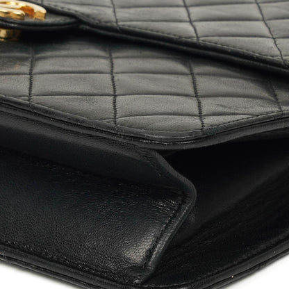 Chanel Mittlere klassische Einzelklappen-Tasche Schwarz gestepptes Lammleder mit 24K goldplattierter Hardware