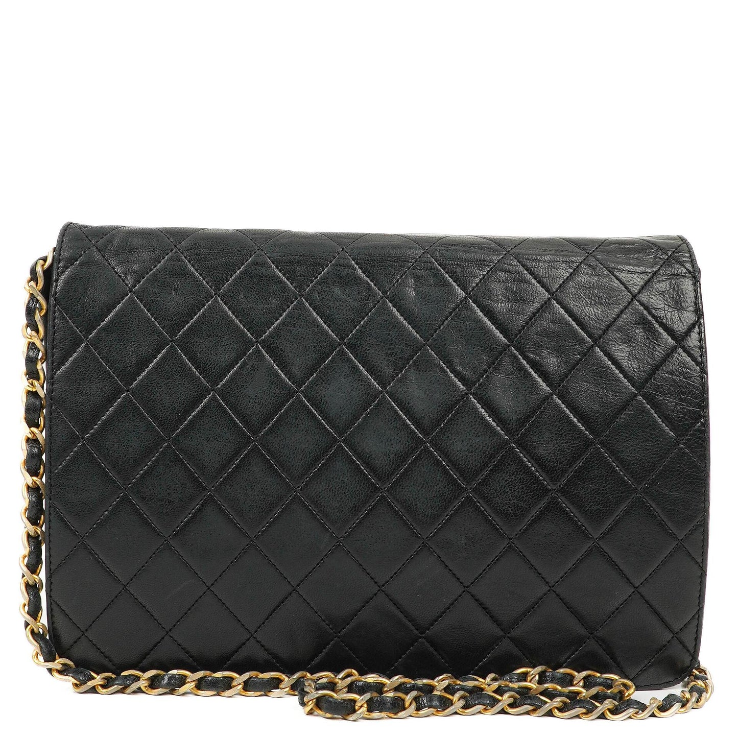 Chanel Medium Classic Einzelklappentasche Schwarz Gepolstertes Lammleder Mit 24K vergoldeter Hardware