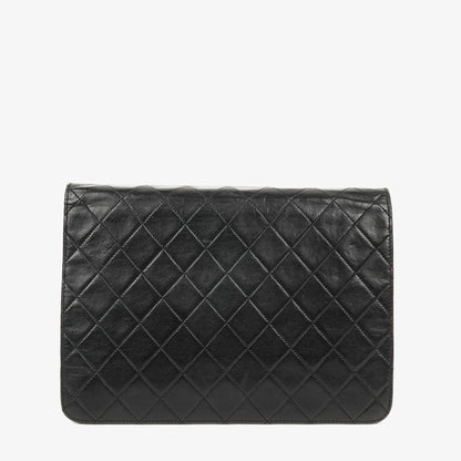 Chanel Medium Classic Single Flap Tasche aus schwarzem gestepptem Lammleder mit 24K vergoldeter Hardware