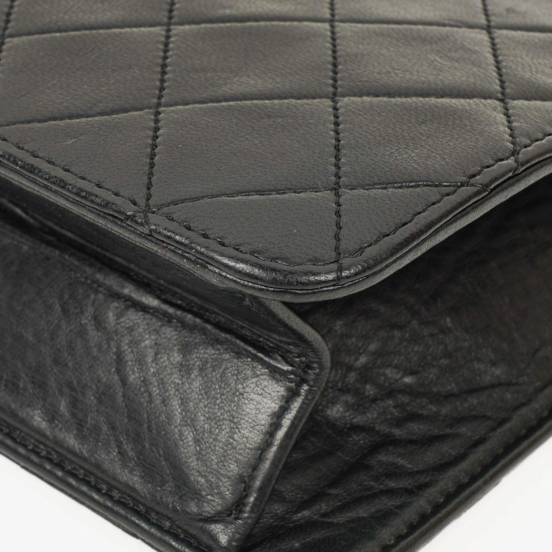 Chanel Medium Classic Single Flap Tasche aus schwarzem gestepptem Lammleder mit 24K vergoldeter Hardware