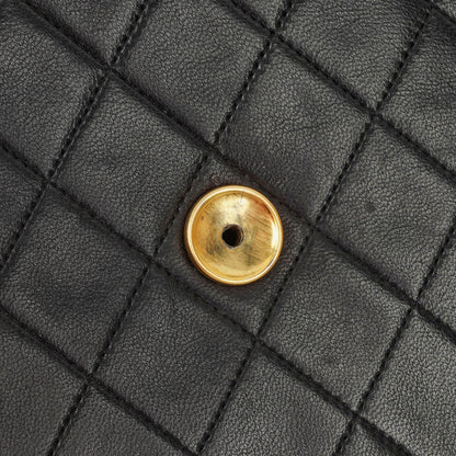 Chanel Medium Classic Single Flap Tasche aus schwarzem gestepptem Lammleder mit 24K vergoldeter Hardware