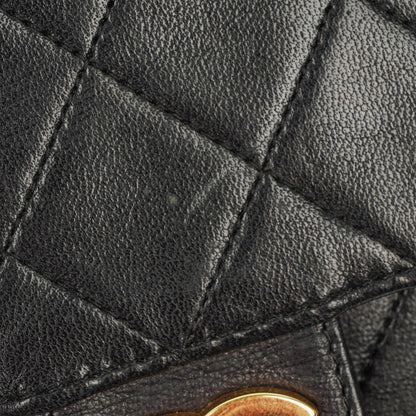 Chanel Medium Classic Single Flap Tasche aus schwarzem gestepptem Lammleder mit 24K vergoldeter Hardware