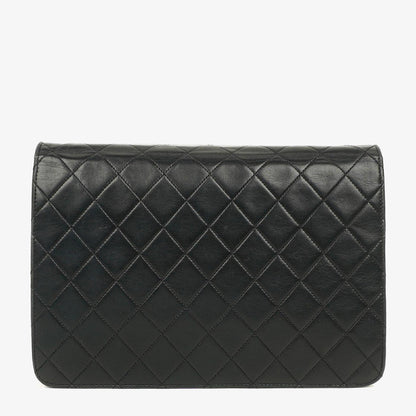 Chanel Medium Classic Single Flap Tasche aus schwarzem gestepptem Lammleder mit 24K vergoldeter Hardware